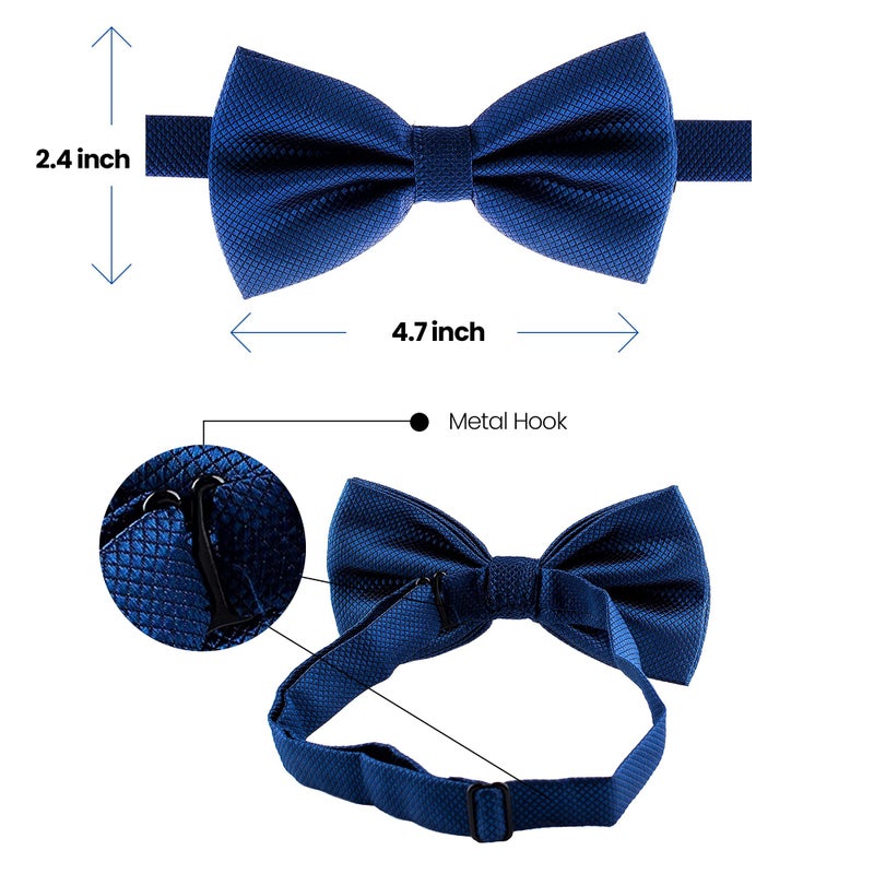 Man of Men Bow Tie for Men Polyester Solid Pretied Bowties Adjustable Tuxedos Bowtie for Weddings & Groomâ€™s Gift â€“ Bow Ties for Women (1, Navy Blue) - Image 5